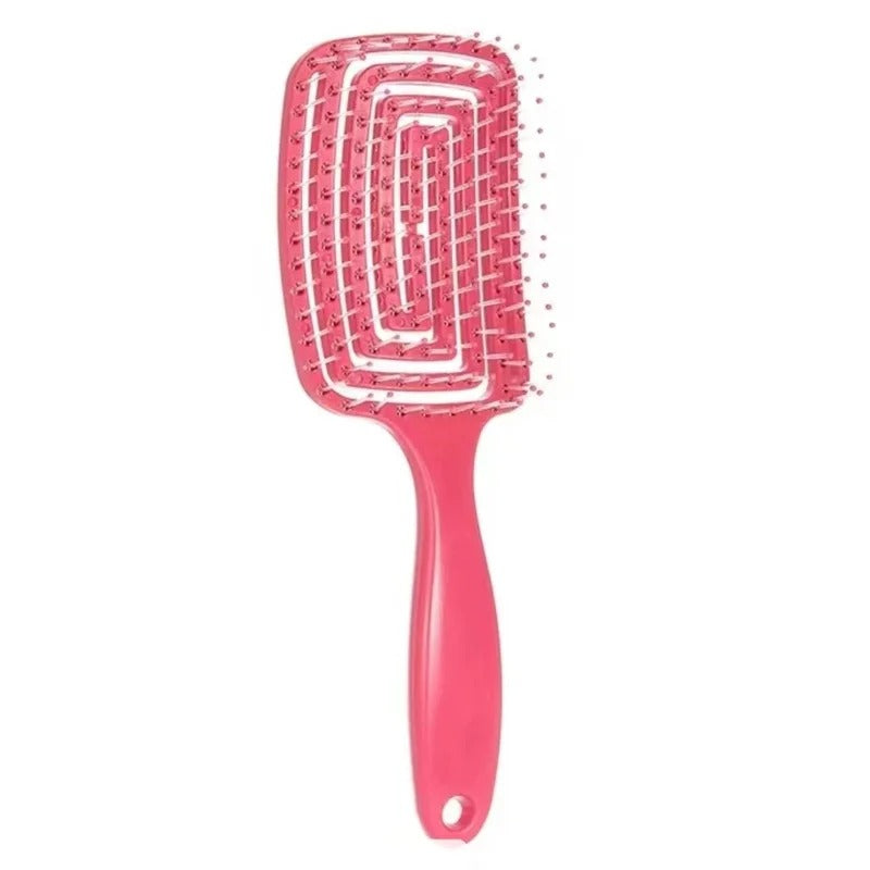 Elastic Massage Hair Brush – Hollow Vented Detangling Comb for Fast Blow Drying