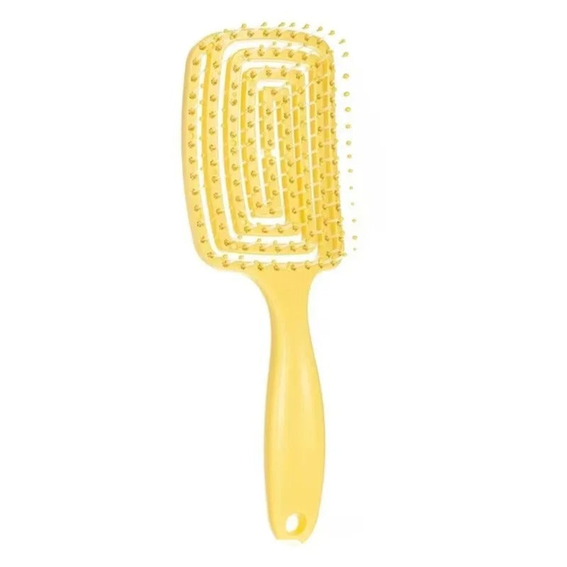 Elastic Massage Hair Brush – Hollow Vented Detangling Comb for Fast Blow Drying
