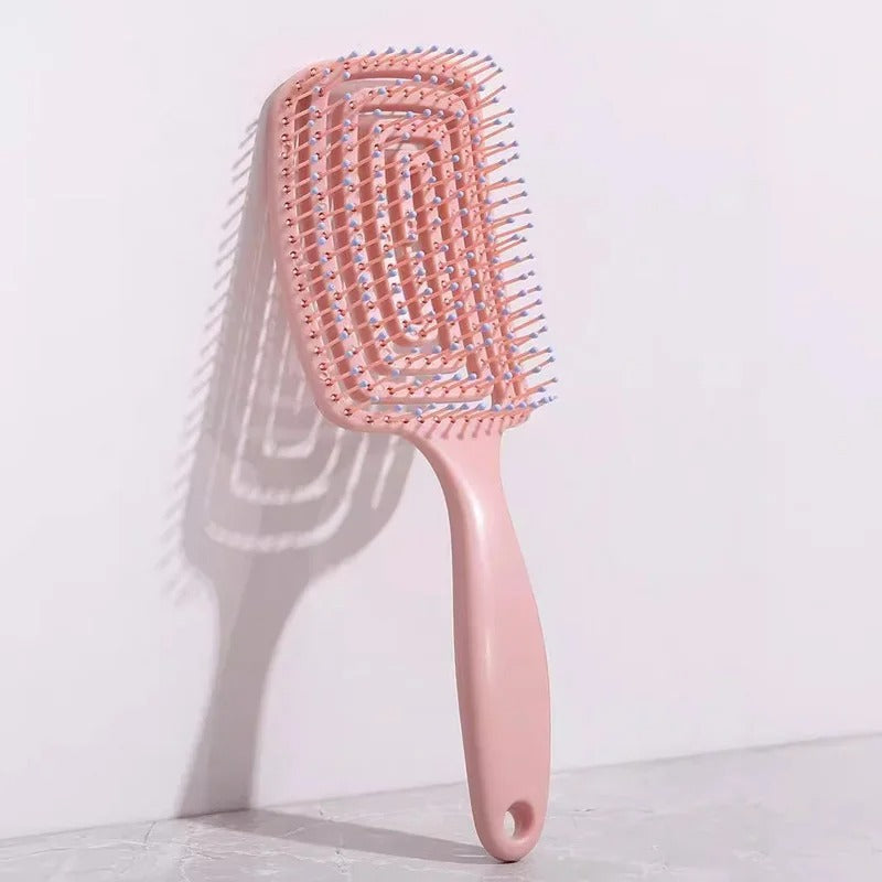 Elastic Massage Hair Brush – Hollow Vented Detangling Comb for Fast Blow Drying