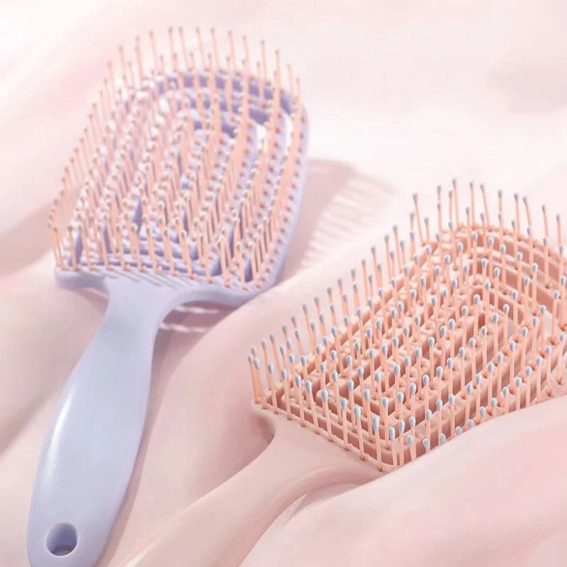Elastic Massage Hair Brush – Hollow Vented Detangling Comb for Fast Blow Drying