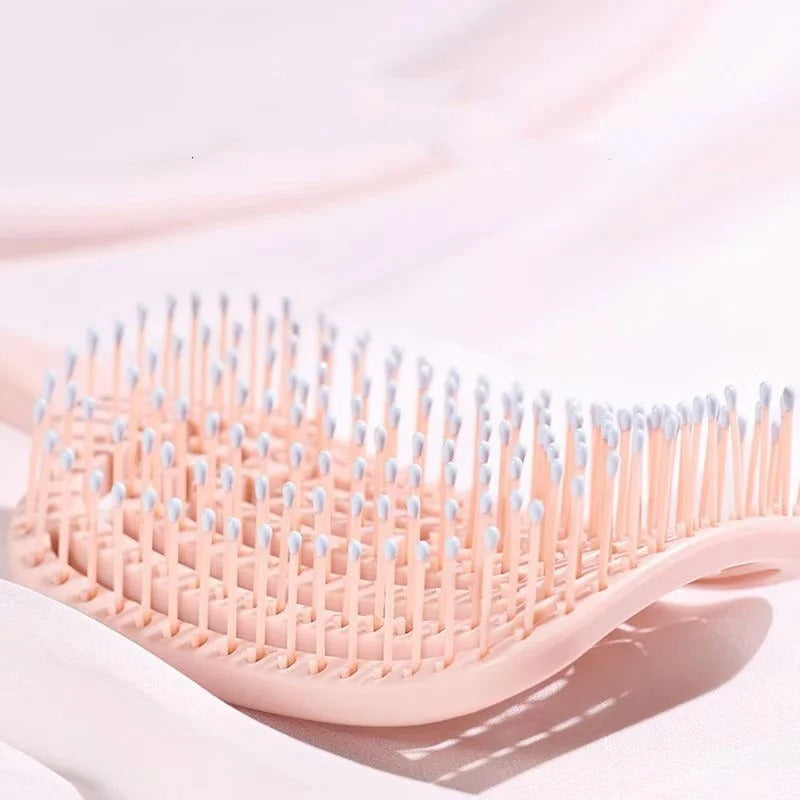 Elastic Massage Hair Brush – Hollow Vented Detangling Comb for Fast Blow Drying