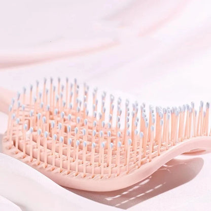 Elastic Massage Hair Brush – Hollow Vented Detangling Comb for Fast Blow Drying
