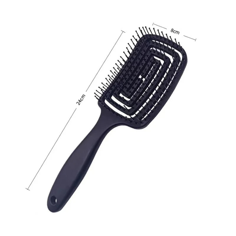 Elastic Massage Hair Brush – Hollow Vented Detangling Comb for Fast Blow Drying